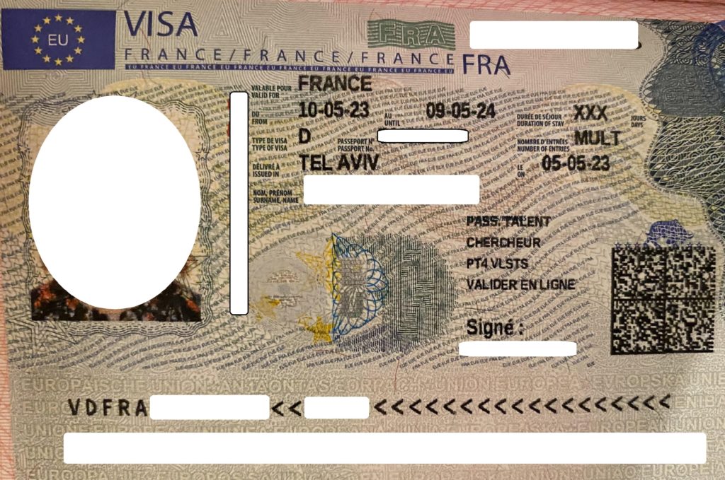 sample of a VLSTS Passeport Talent Chercheur visa