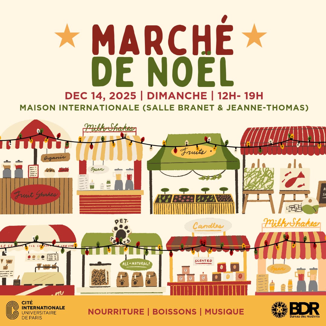 Affiche du marché de Noël de la Cité composée de différents stand.